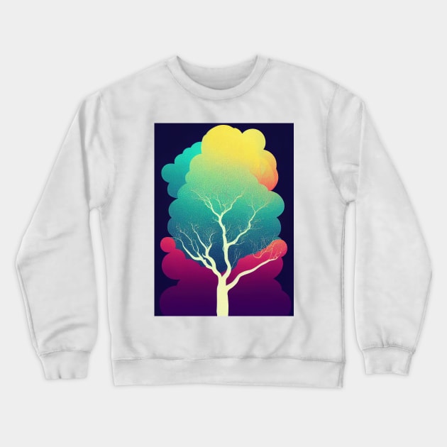 Vibrant Colored Whimsical Minimalist Lonely Tree - Abstract Minimalist Bright Colorful Nature Poster Art of a Leafless Branches Crewneck Sweatshirt by JensenArtCo